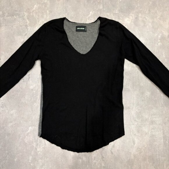ZADIG   VOLTAIRE Cashmere Lizzy Black Grey Sweater Size Medium - Picture 1 of 6